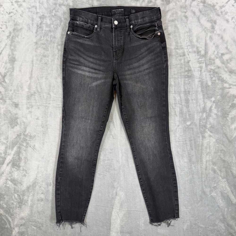 Lucky Brand Ava Mid Rise Skinny Jeans Women's Size 6/28 Black Denim Pants